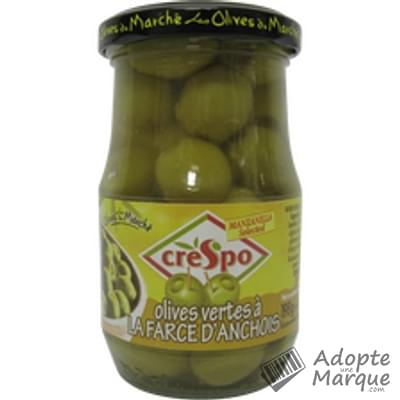 Crespo Olives Vertes farcies à la Pâte d'Anchois Le bocal de 120G
