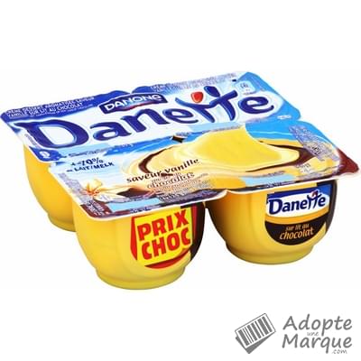 Danette Crème dessert Vanille sur lit de Chocolat Les 4 pots de 125G