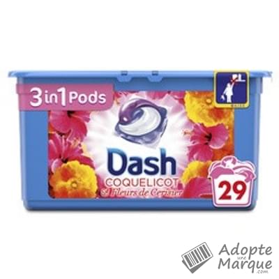 Dash 2en1 Lessive Dash 3en1 PODS Coquelicot & Fleurs de cerisier La boîte de 29 doses