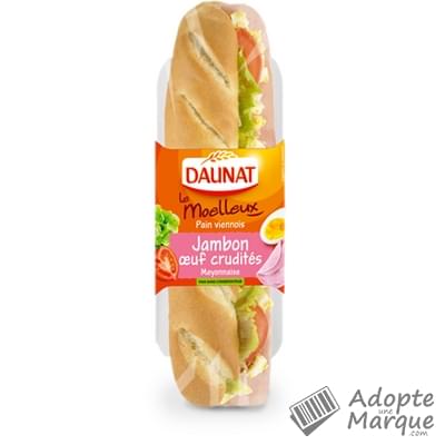 Daunat Sandwich Baguette Le Moelleux - Jambon, Œuf, Crudités & Mayonnaise Le sandwich de 230G