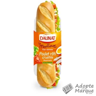 Daunat Sandwich Baguette Le Moelleux - Poulet rôti, Crudités & Mayonnaise Le sandwich de 230G