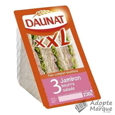Daunat Sandwich Club XXL - Jambon Beurre Les 3 sandwichs - 230G