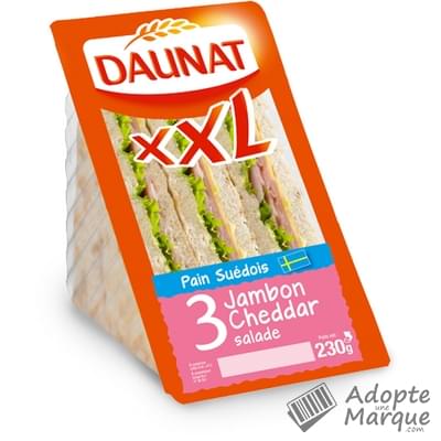 Daunat Sandwich Club XXL - Jambon Cheddar (Pain Suédois) Les 3 sandwichs - 230G