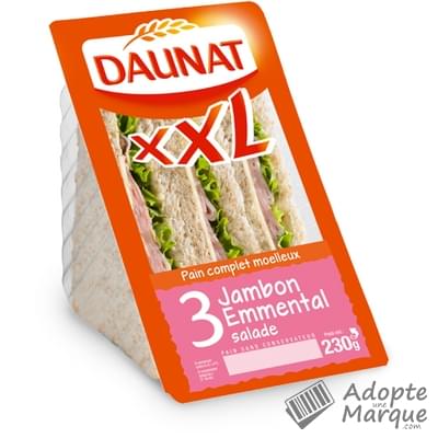 Daunat Sandwich Club XXL - Jambon, Emmental & Salade Les 3 sandwichs - 230G
