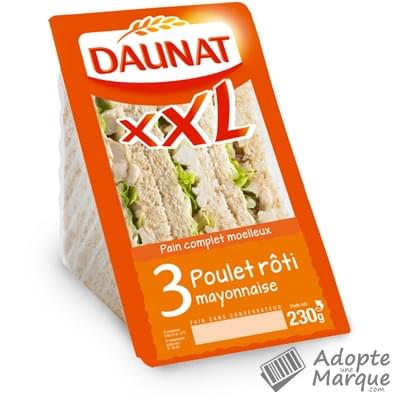Daunat Sandwich Club XXL - Poulet rôti & Mayonnaise Les 3 sandwichs - 230G