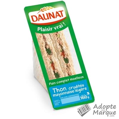 Daunat Sandwich Plaisir vrai - Thon & Crudités Les 2 sandwichs - 160G