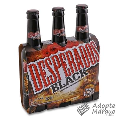 Desperados Black - Bière aromatisée Tequila & Aged Tequila - 5,9% vol. Les 3 bouteilles de 33CL