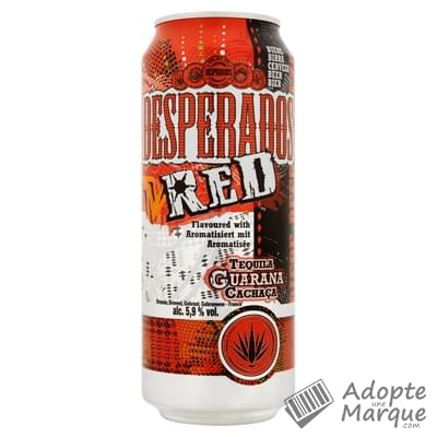 Desperados Red - Bière aromatisée Tequila, Cachaça & Guarana - 5,9% vol. La canette de 50CL