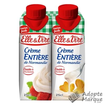 Elle & Vire Crème Entière de Normandie 30%MG Les 2 briques de 25CL