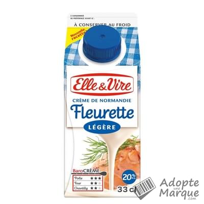 Elle & Vire Crème Fleurette Légère 15%MG La brique de 33CL