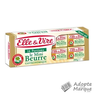 Elle & Vire Mini Beurre Demi-Sel 82%MG "Les 16 portions de 12,5G"