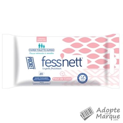 Fess'nett Papier toilette humide Fleur de Coton Le paquet de 20 lingettes
