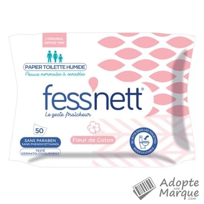 Fess'nett Papier toilette humide Fleur de Coton Le paquet de 50 lingettes