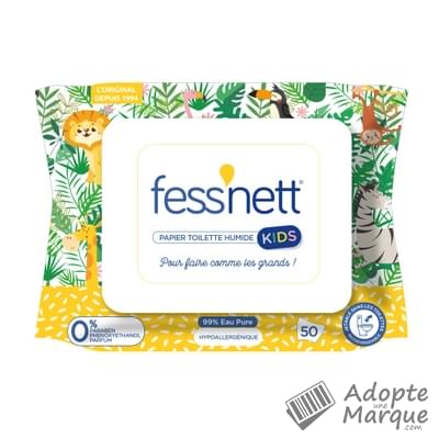 Fess'nett Papier toilette humide Kids Le paquet de 50 lingettes