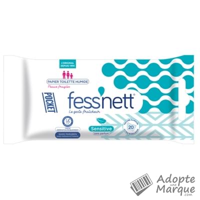 Fess'nett Papier toilette humide Sensitive Le paquet de 20 lingettes