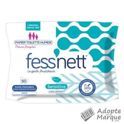 Fess'nett Papier toilette humide Sensitive Le paquet de 50 lingettes