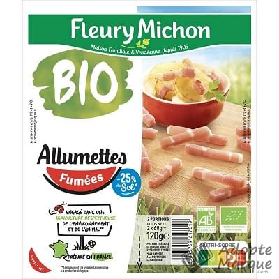 Fleury Michon Allumettes Fumées -25% de Sel en moins Bio Les 2 barquettes de 60G