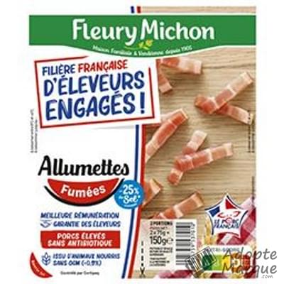 Fleury Michon Allumettes Fumées -25% de Sel en moins Filière Française d'Eleveurs Engagés Les 2 barquettes de 75G