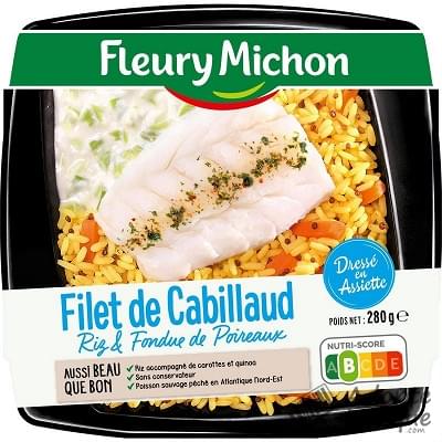 Fleury Michon Aussi Beau que Bon - Filet de Cabillaud, Riz & Fondue de Poireaux La barquette de 280G