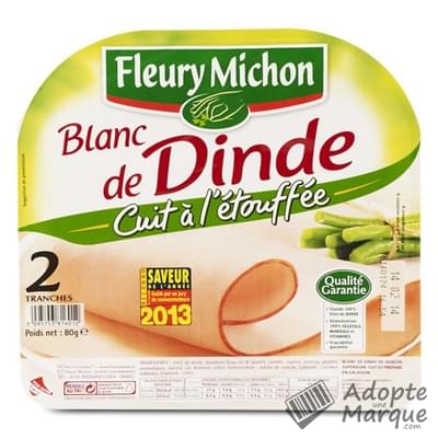 Fleury Michon Blanc de Dinde cuit à l'Etouffé La barquette de 2 tranches - 80G
