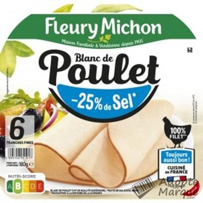 Fleury Michon Blanc de Poulet -25% de Sel en moins La barquette de 6 tranches - 180G