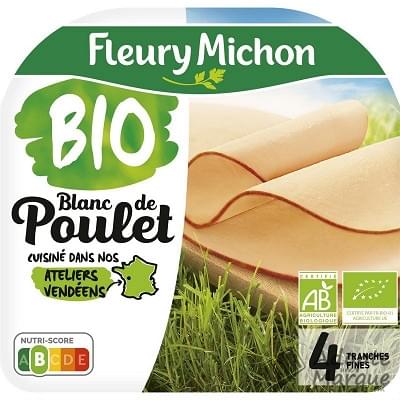 Fleury Michon Blanc de Poulet -25% de Sel en moins Bio La barquette de 4 tranches - 120G
