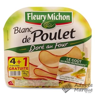 Fleury Michon Blanc de Poulet Doré au four La barquette de 5 tranches - 200G