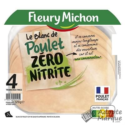 Fleury Michon Blanc de Poulet Zéro Nitrite La barquette de 4 tranches - 120G
