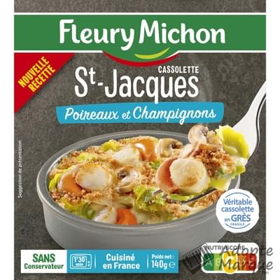 Fleury Michon Cassolette de petites St-Jacques Poireaux & Champignons La barquette de 140G