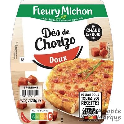 Fleury Michon Dés de Chorizo Les 2 barquettes de 60G