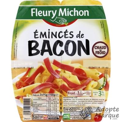 Fleury Michon Émincés de Bacon Fumés Les 2 barquettes de 75G