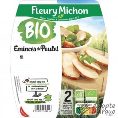 Fleury Michon Émincés de Poulet -25% de Sel en moins Bio Les 2 barquettes de 60G