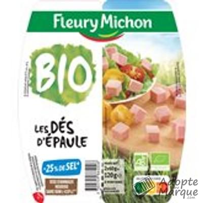 Fleury Michon Dés d'Epaule -25% de Sel en moins Bio Les 2 barquettes de 60G
