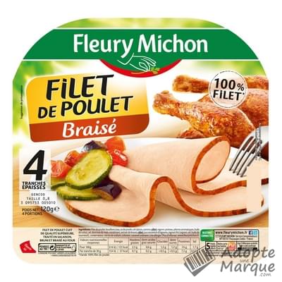 Fleury Michon Filet de Poulet Braisé La barquette de 4 tranches - 120G