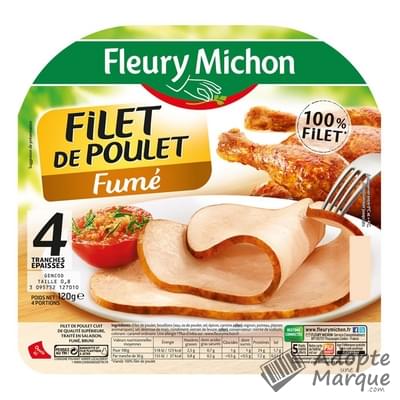 Fleury Michon Filet de Poulet Fumé La barquette de 4 tranches - 120G