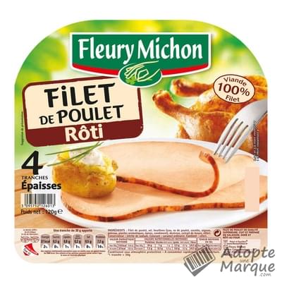 Fleury Michon Filet de Poulet Rôti La barquette de 4 tranches - 120G