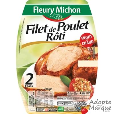 Fleury Michon Filet de Poulet Rôti au Four La barquette de 2 tranches - 200G