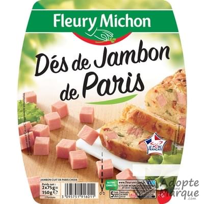 Fleury Michon Dés de Jambon à l'Etouffée Les 2 barquettes de 75G