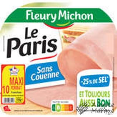 Fleury Michon Jambon Le Paris -25% de Sel en moins sans Couenne La barquette de 10 tranches - 350G