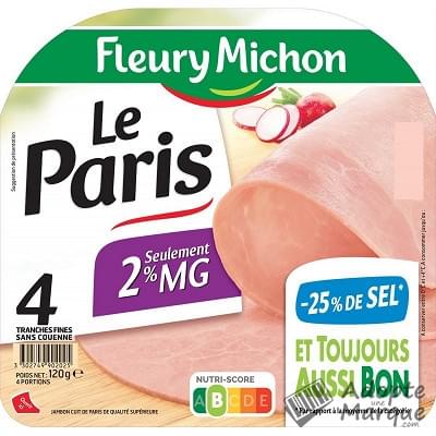 Fleury Michon Jambon Le Paris Léger -25% de Sel en moins La barquette de 4 tranches - 120G