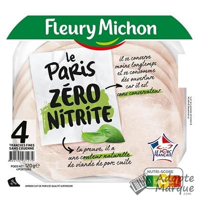 Fleury Michon Jambon Le Paris Zéro Nitrite La barquette de 4 tranches - 120G