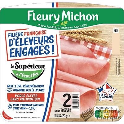 Fleury Michon Jambon Le Supérieur à l'Etouffée Filière Française d'Eleveurs Engagés La barquette de 2 tranches - 70G