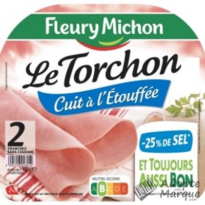 Fleury Michon Jambon Le Torchon -25% de Sel en moins La barquette de 2 tranches - 80G