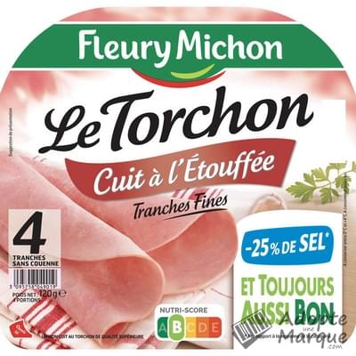 Fleury Michon Jambon Le Torchon -25% de Sel en moins La barquette de 4 tranches - 120G