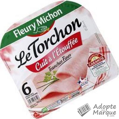 Fleury Michon Jambon Le Torchon Cuit à l'Etouffée sans Couenne La barquette de 6 tranches - 180G