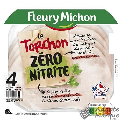 Fleury Michon Jambon Le Torchon Zéro Nitrite La barquette de 4 tranches - 120G