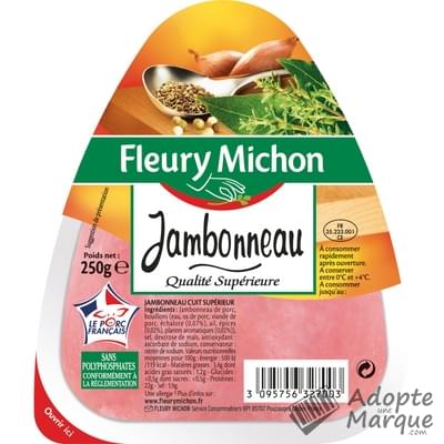 Fleury Michon Jambonneau Qualité Supérieure sans Couenne Le jambon de 250G