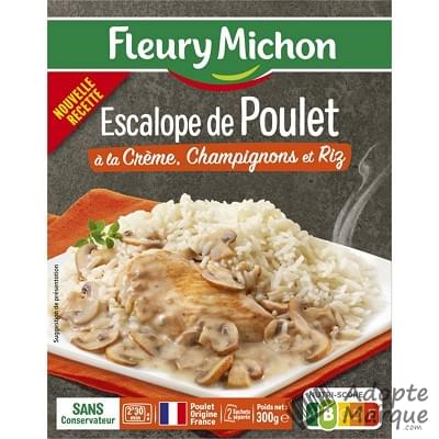 Fleury Michon Recettes de l'Atelier - Escalope de Poulet à la Crème, Champignons & Riz La barquette de 300G
