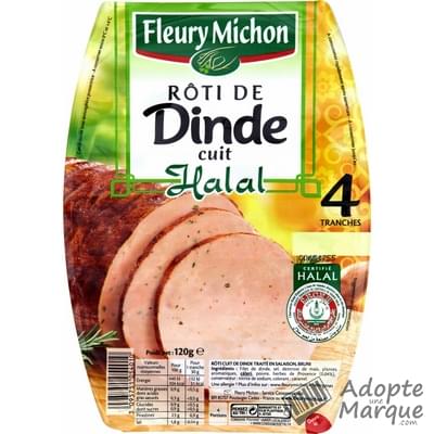 Fleury Michon Rôti de Dinde cuit Halal La barquette de 4 tranches - 120G