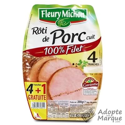 Fleury Michon Rôti de Porc cuit 100% Filet La barquette de 5 tranches - 200G